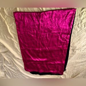 Pink And Black Silk Satin Scarf